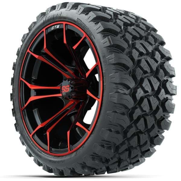 Picture of Set of (4) 15" GTW Spyder Red/Black Wheels with 23x10-R15 Nomad All-Terrain Tires